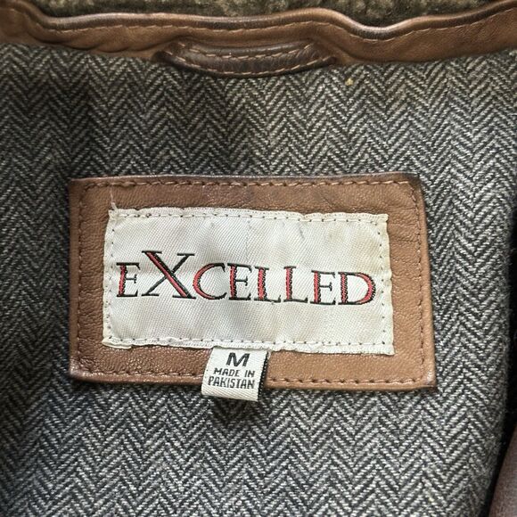 Vtg Excelled Bomber Aviator Jacket Leather Brown Men M Rider Distressed Patches - Picture 5 of 16